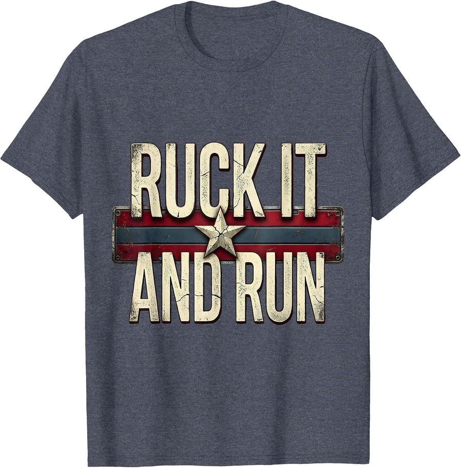 Ruck It and Run Rugby Graphic Design T-Shirt - Heather Blue