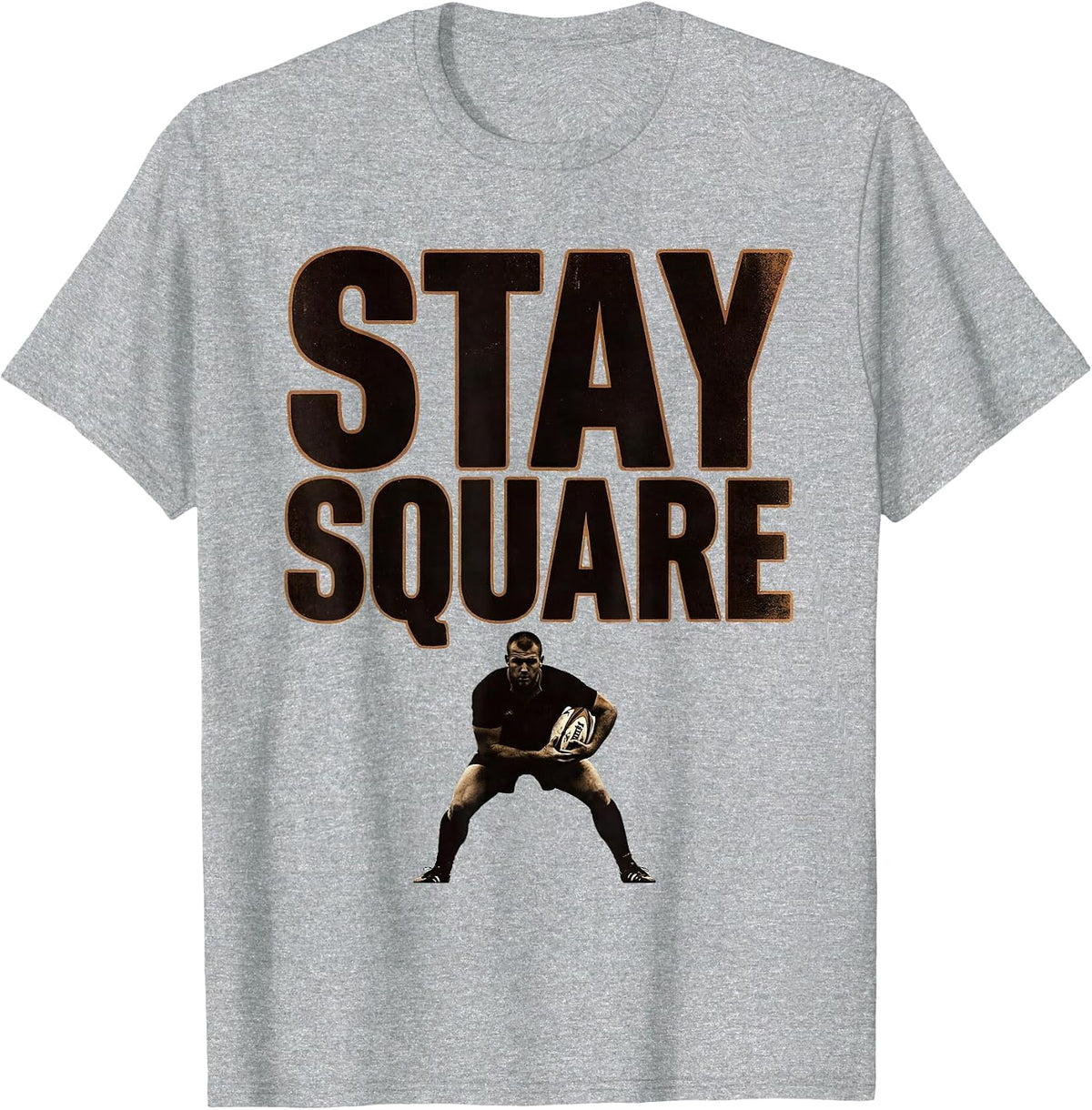 Men's Stay Square Funny Rugby Player Coach Fan Vintage Humor T-Shirt - Heather Grey