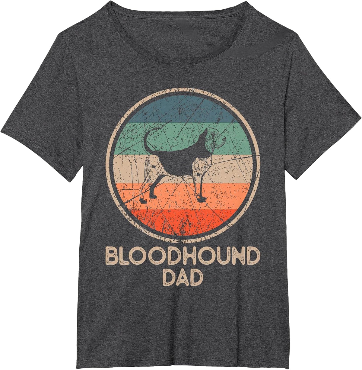 Bloodhound Dog - Vintage Bloodhound Dad T-Shirt - Dark Heather Grey