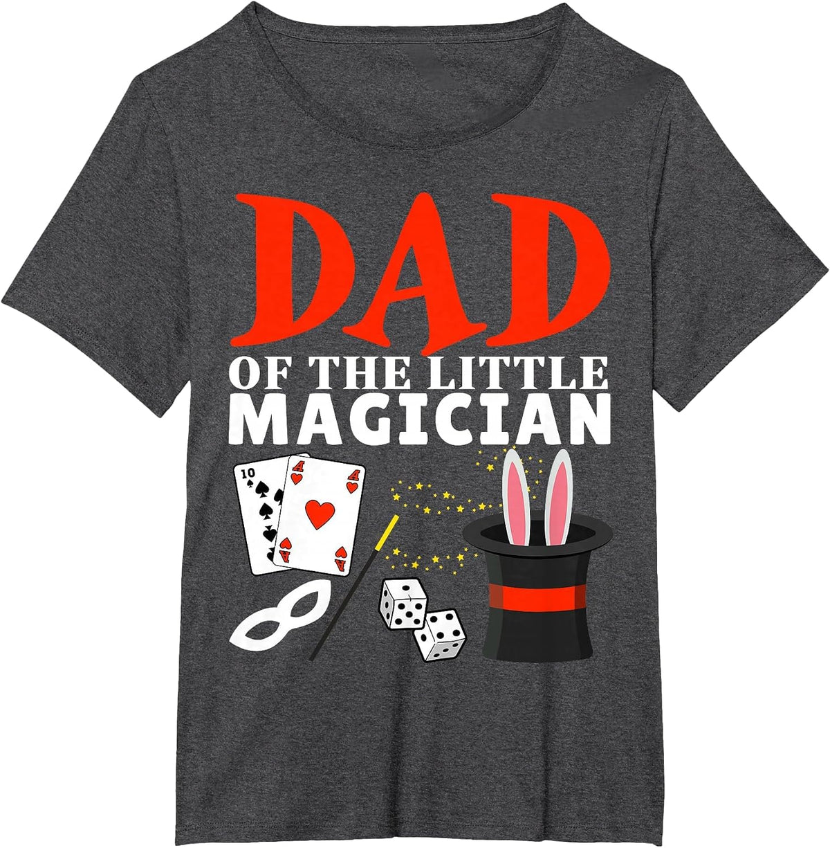 Dad of The Little Magician Birthday Party Kids Magic Theme T-Shirt - Dark Heather Grey
