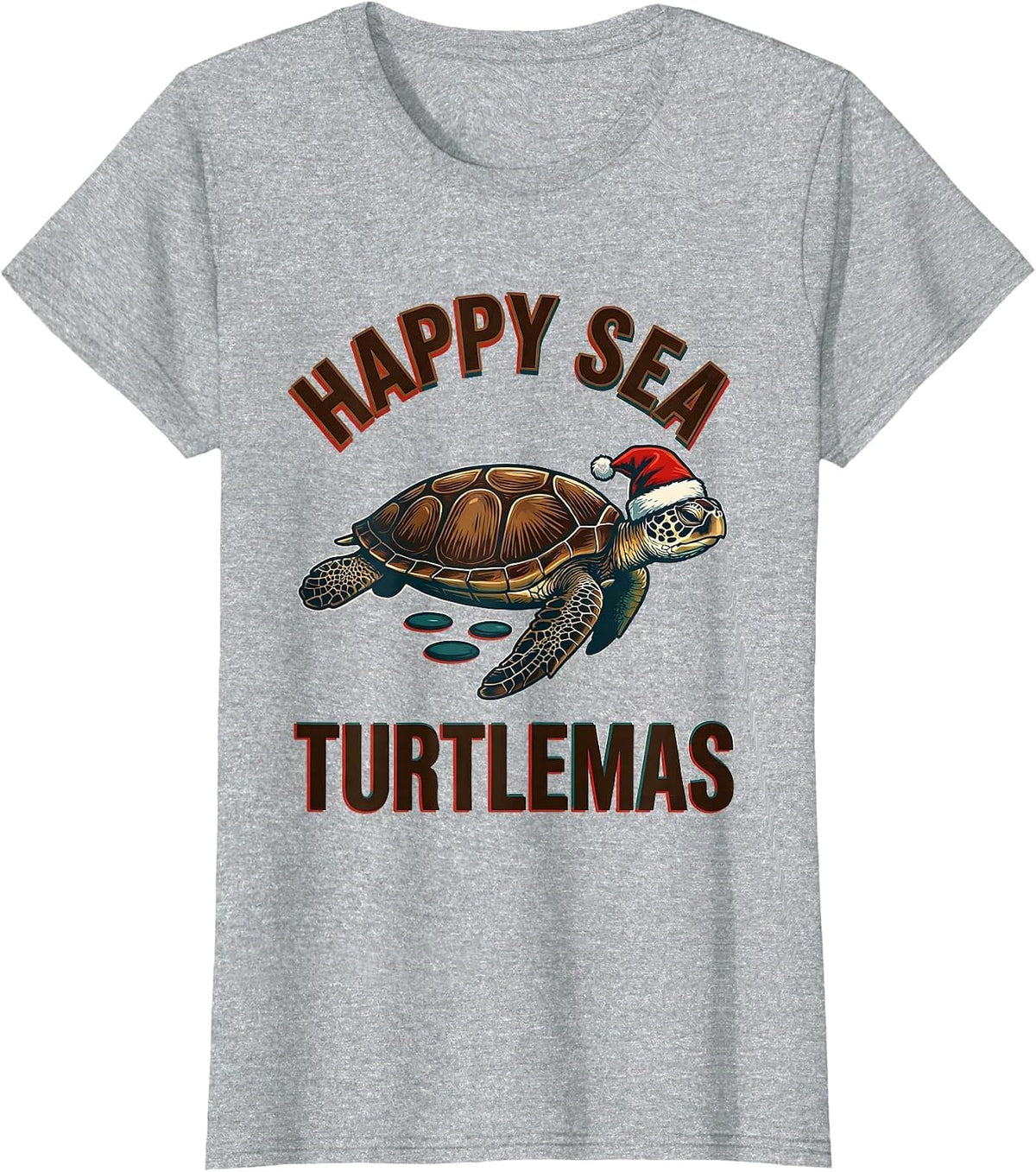 Happy Sea Turtlemas Whimsical Sea Turtle Lover Christmas T-Shirt - Heather Grey