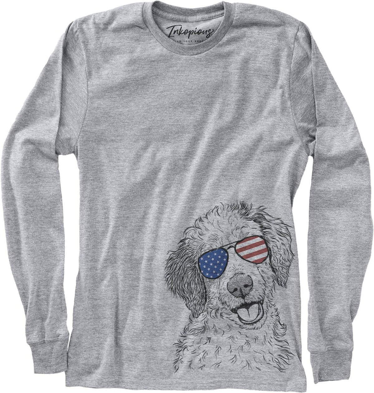 Inkopious Patriotic Hoge the Aussiedoodle Dog Triblend T-Shirt - Unisex Long Sleeve