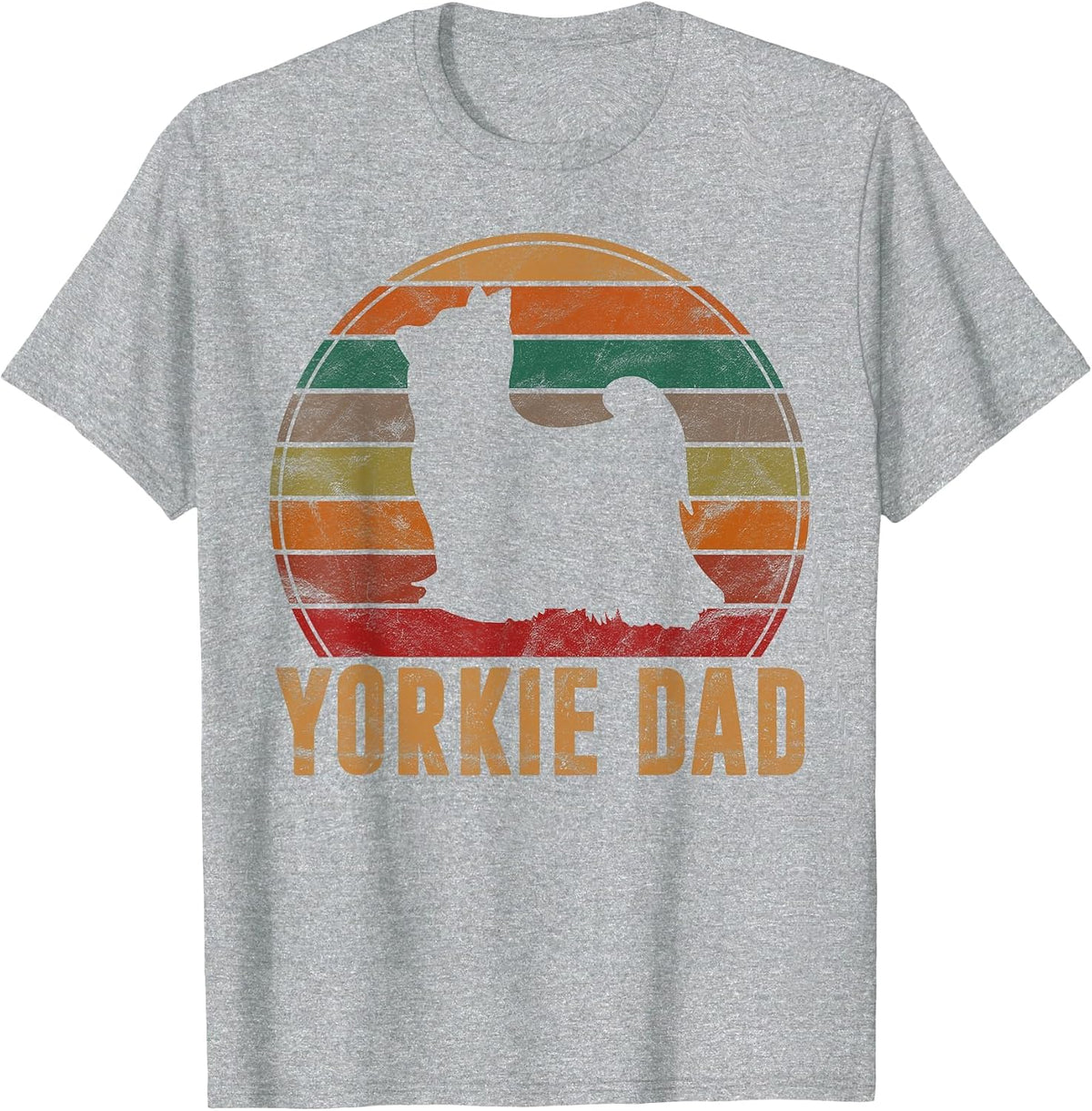Retro Yorkshire Terrier Dad Dog Owner Pet Yorkie Father T-Shirt - Heather Grey