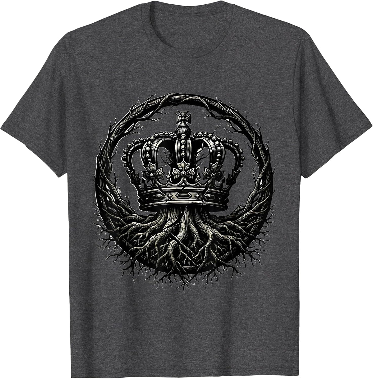 Crown Overgrown With Roots Nature vs Power Graphic T-Shirt - Dark Heather Grey