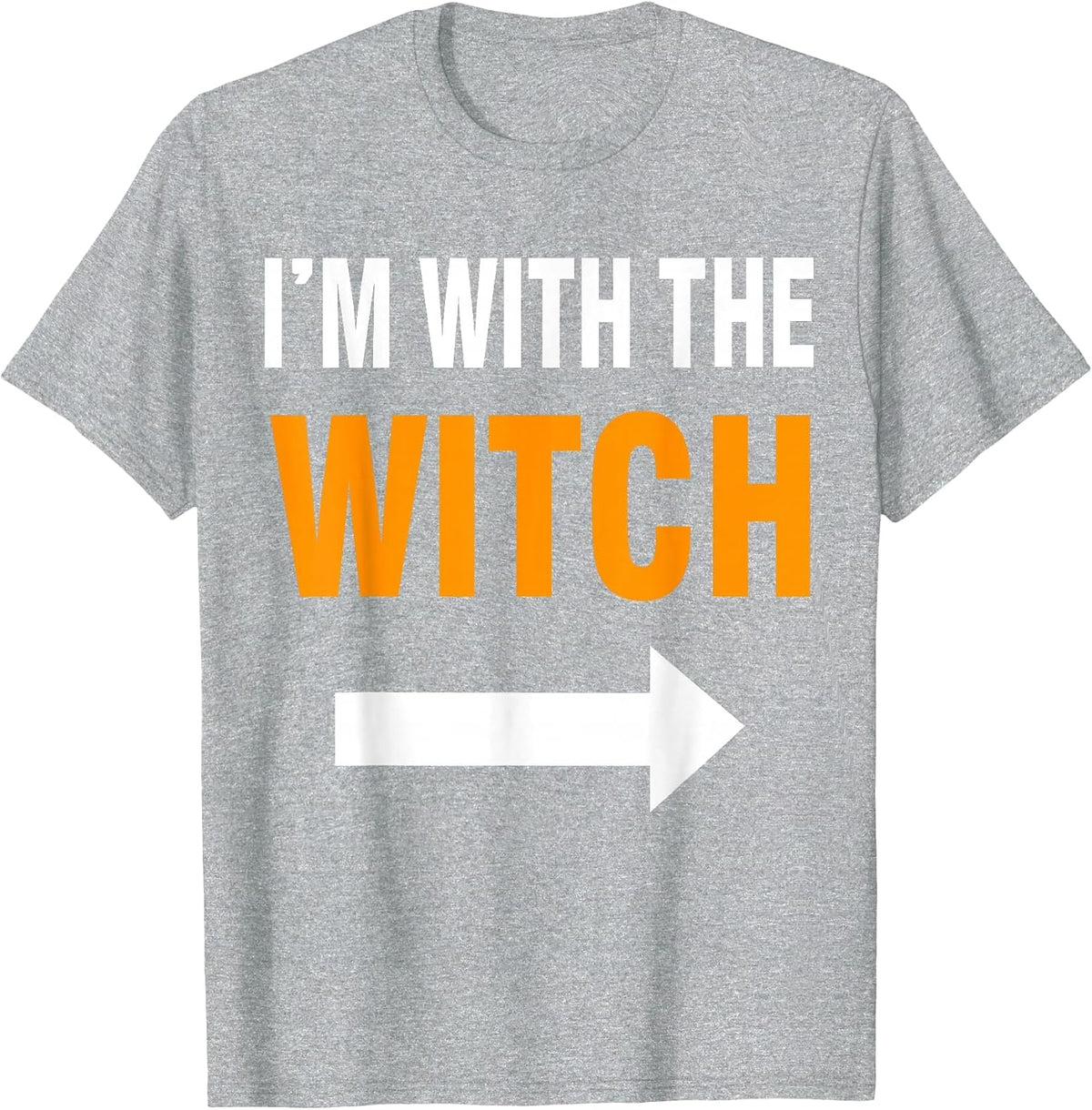 Halloween for Men I'm with The Witch Funny Halloween T-Shirt - Heather Grey