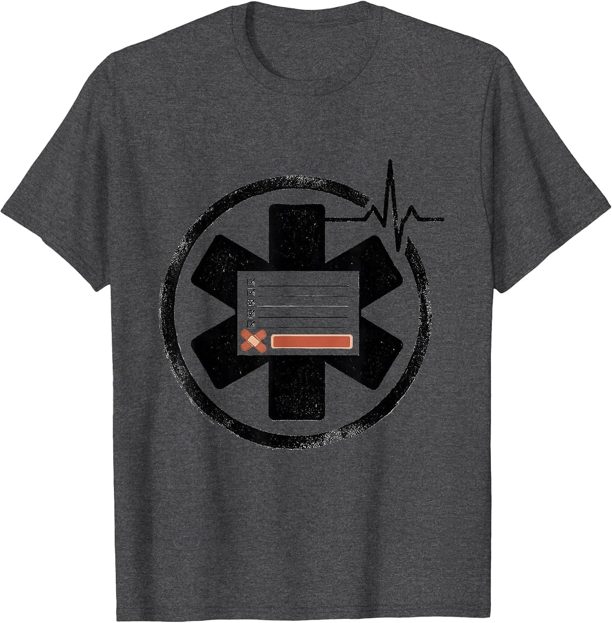 Sealed Star-of-Life Ticket Stub Dark Humor EMT Paramedic T-Shirt - Dark Heather Grey