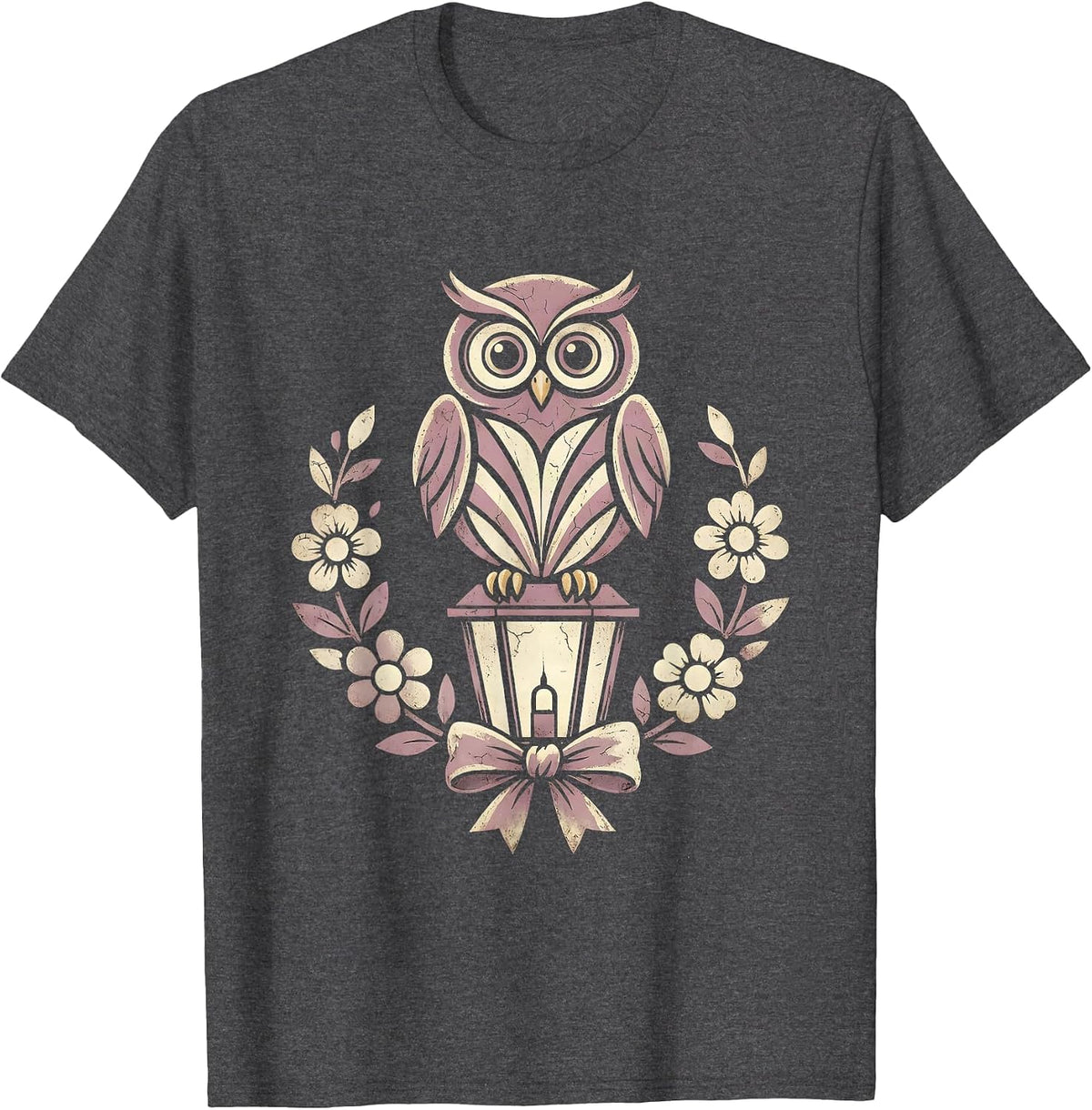 Men's Owl on Lantern Girls Halloween Graphic T-Shirt - Dark Heather Grey