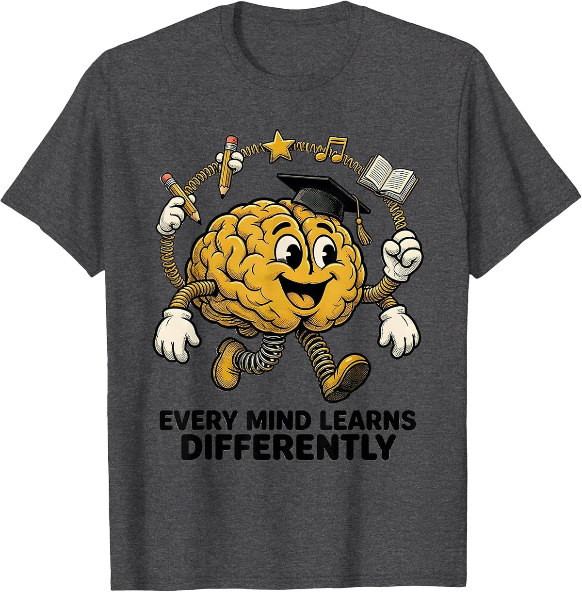 Every Mind Learns Differently Special Education T-Shirt - Dark Heather Grey