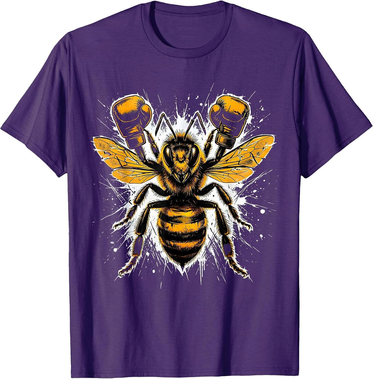 Honey Bee Boxing Gloves Funny Fighter Graphic T-Shirt - Purple