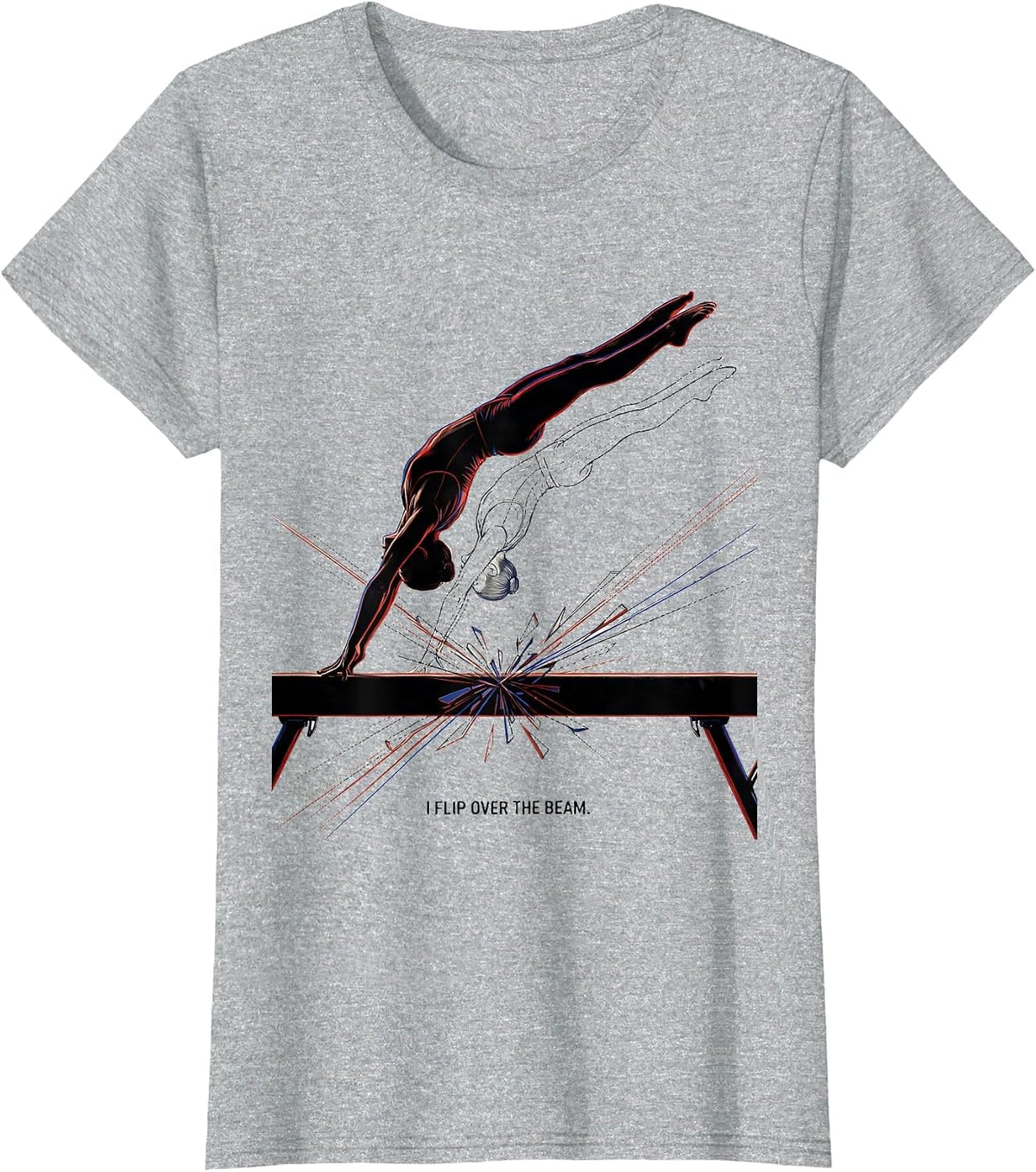 I Flip Over The Beam Funny Gymnastics Gift for Girls Kids T-Shirt - Heather Grey