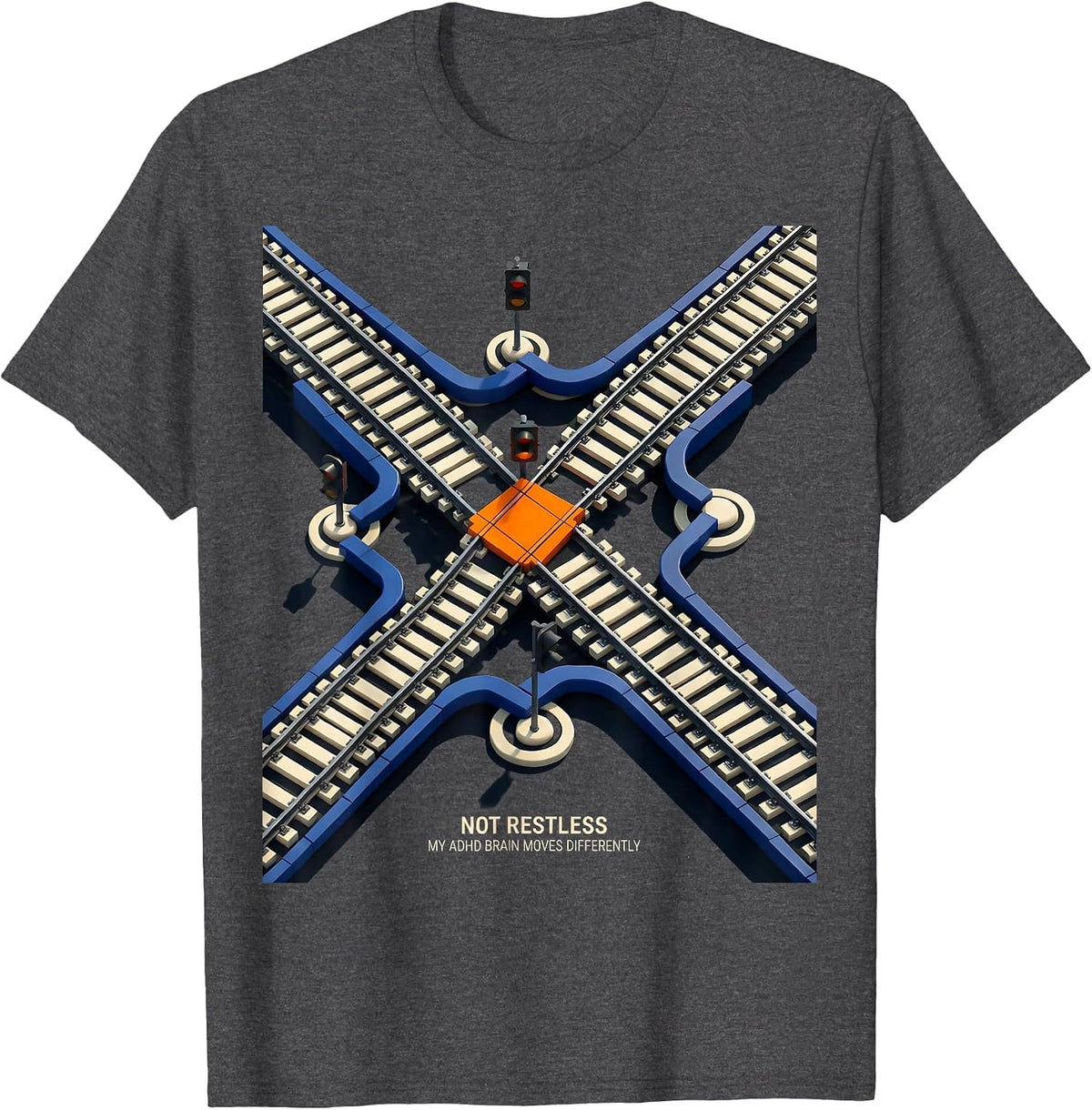 Not Restless — My ADHD Brain Moves Differently ADHD T-Shirt - Dark Heather Grey