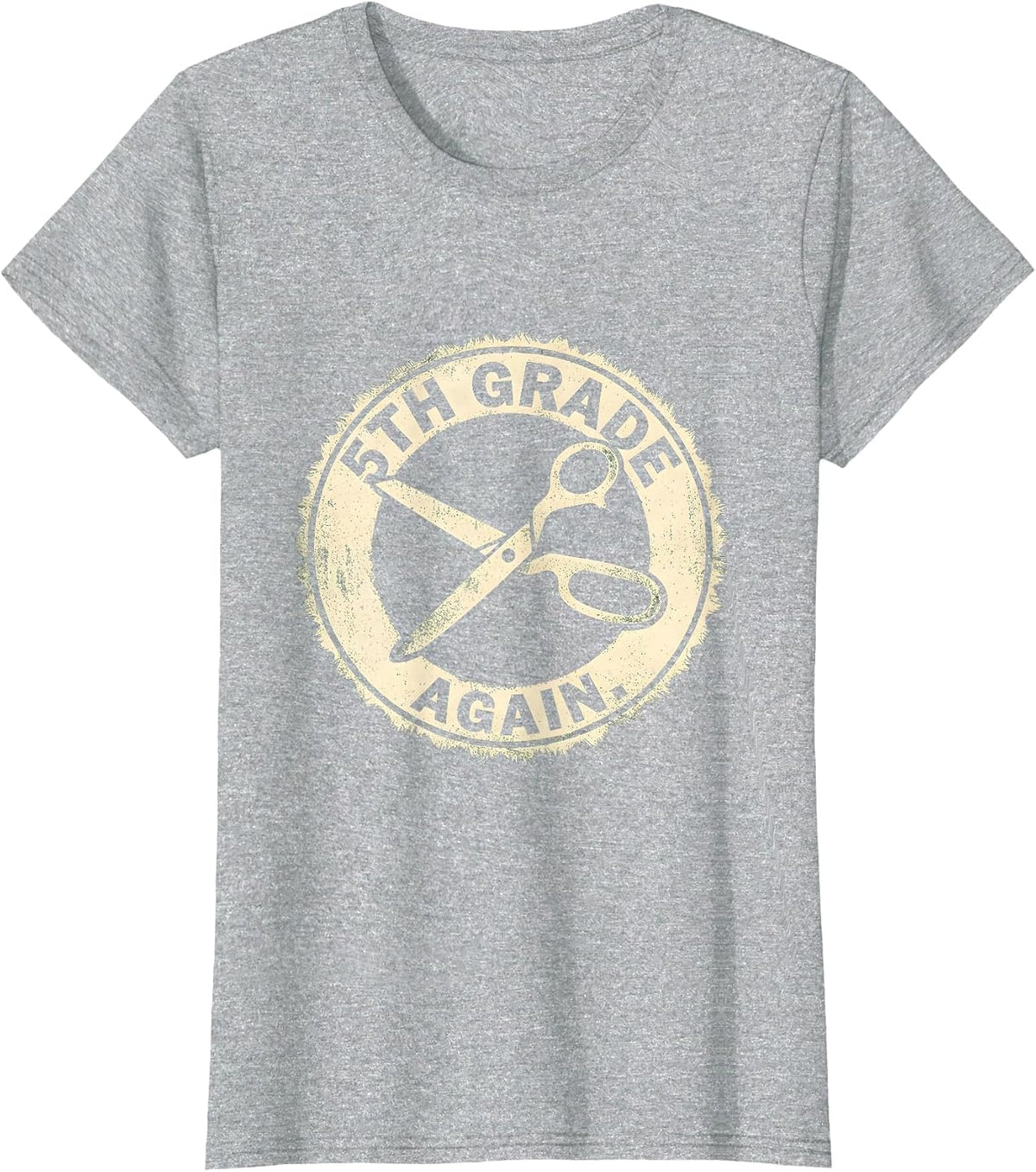 Women's 5th Grade Again Rubber Stamp Dabbing Boy Back To School T-Shirt - Heather Grey