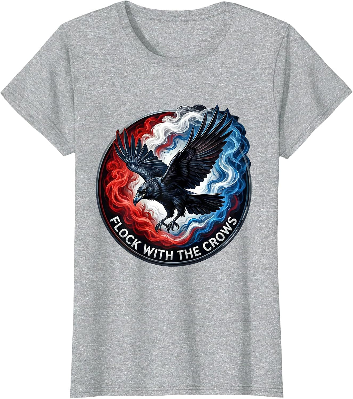 Women's Flock With The Crows Dark Bird Lover Design T-Shirt - Heather Grey