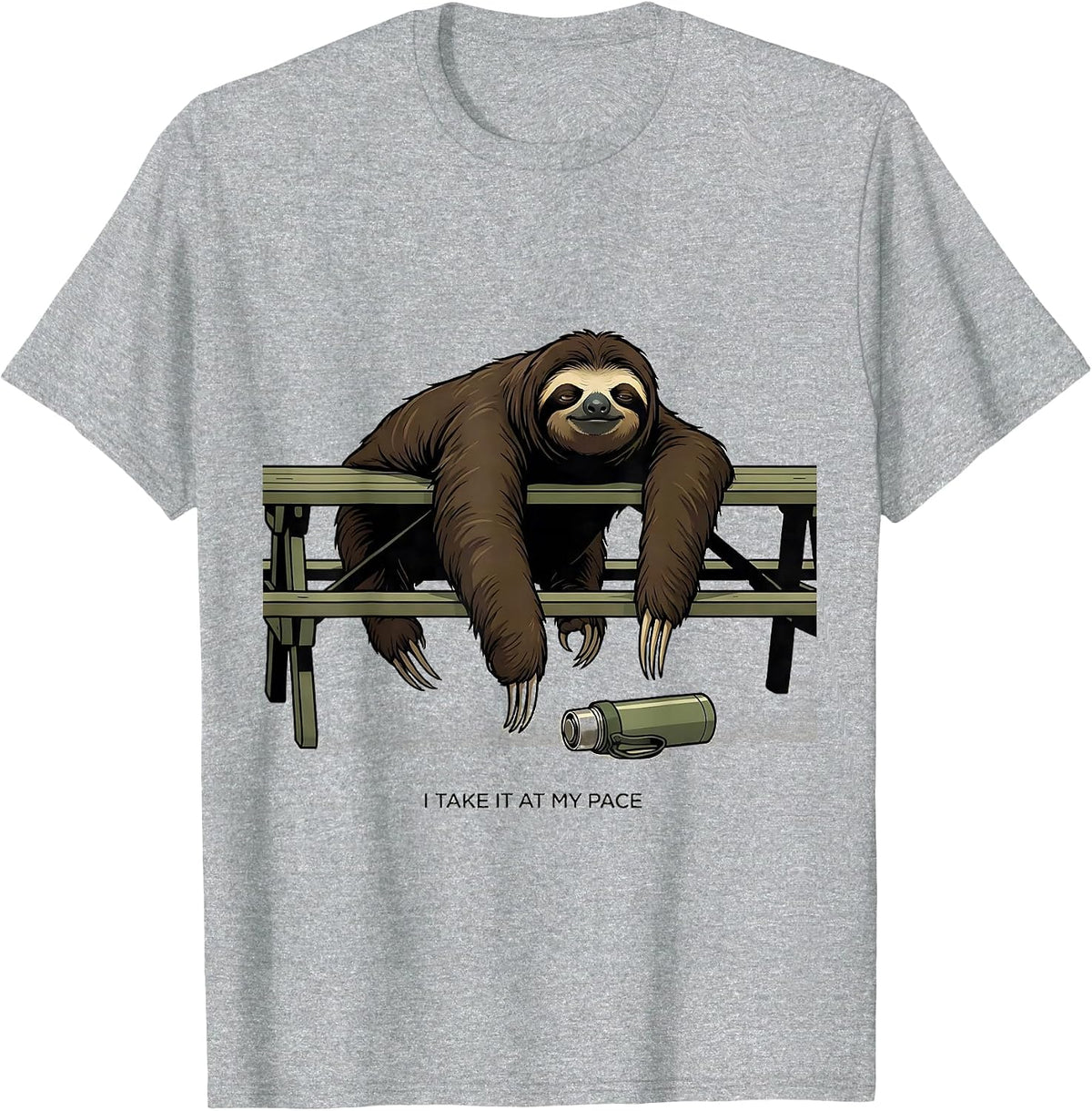 Men's I Take It At My Pace Funny Sloth Lover Animal Humor Gift T-Shirt - Heather Grey