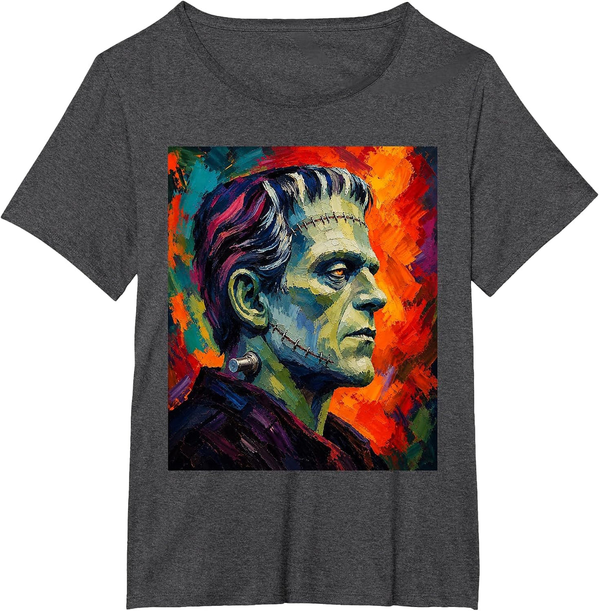 Frankenstein and Bride The Lover Halloween Matching Couple T-Shirt - Dark Heather Grey