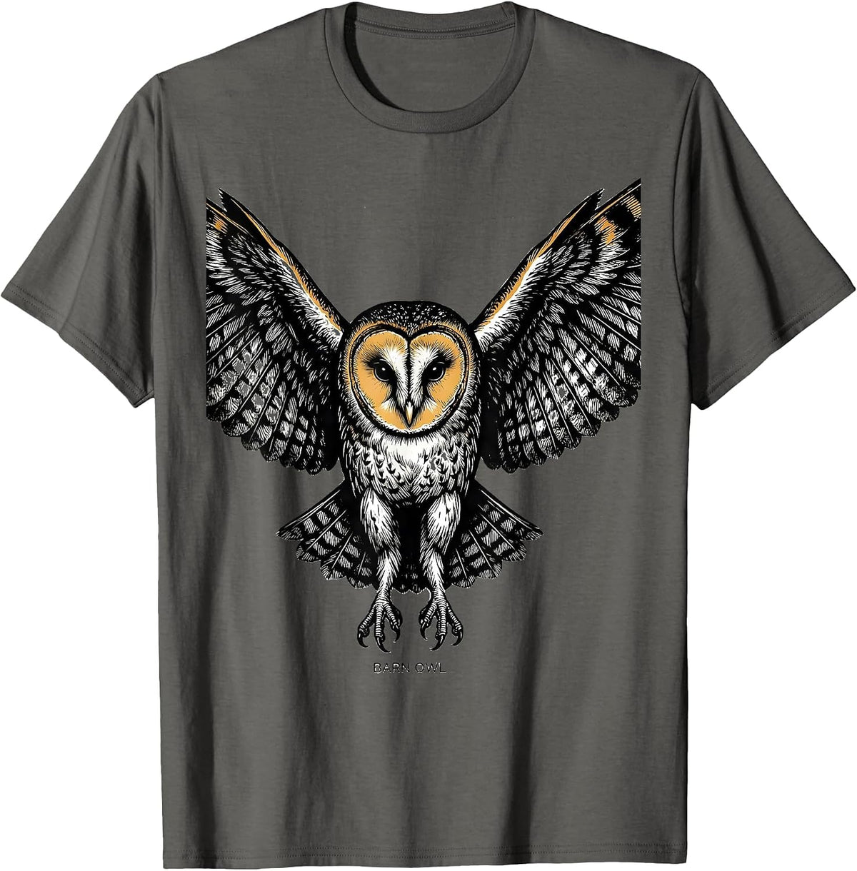 Barn Owl Scratchboard Funny Owl Lover Bird Enthusiast T-Shirt - Asphalt Grey