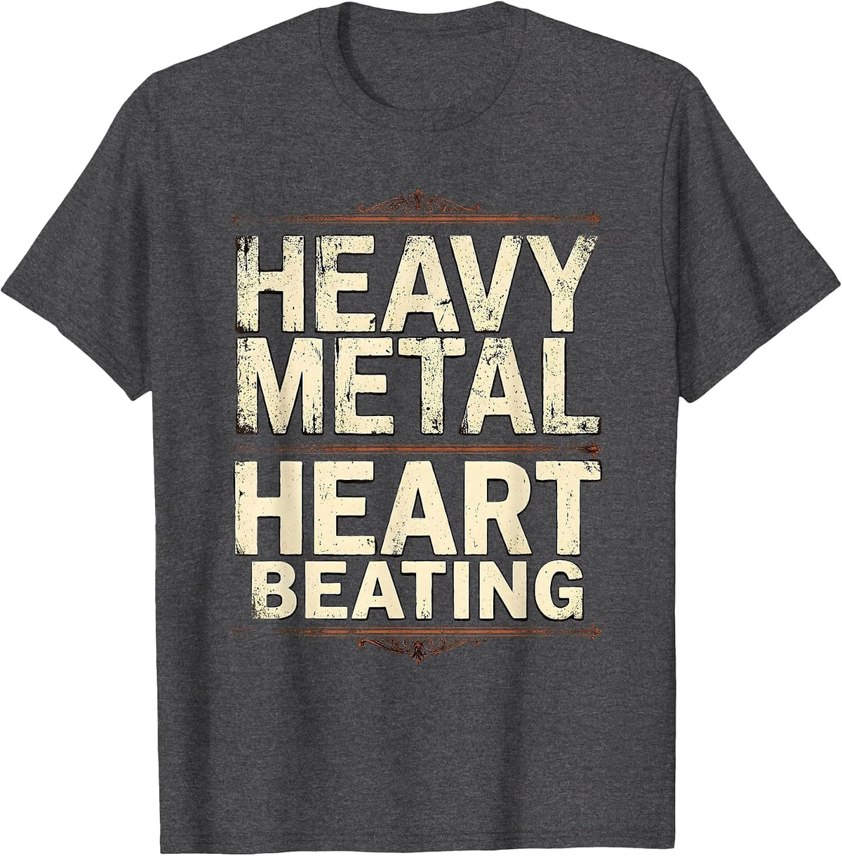 Heavy Metal Heart Beating Rock Women Design T-Shirt - Dark Heather Grey
