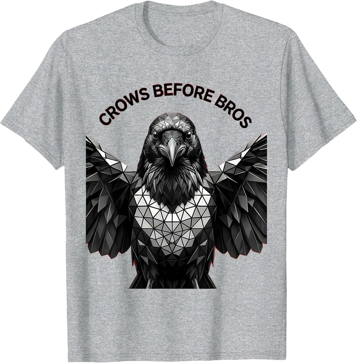 Men's Crows Before Bros Funny Bird Lover Design T-Shirt - Heather Grey