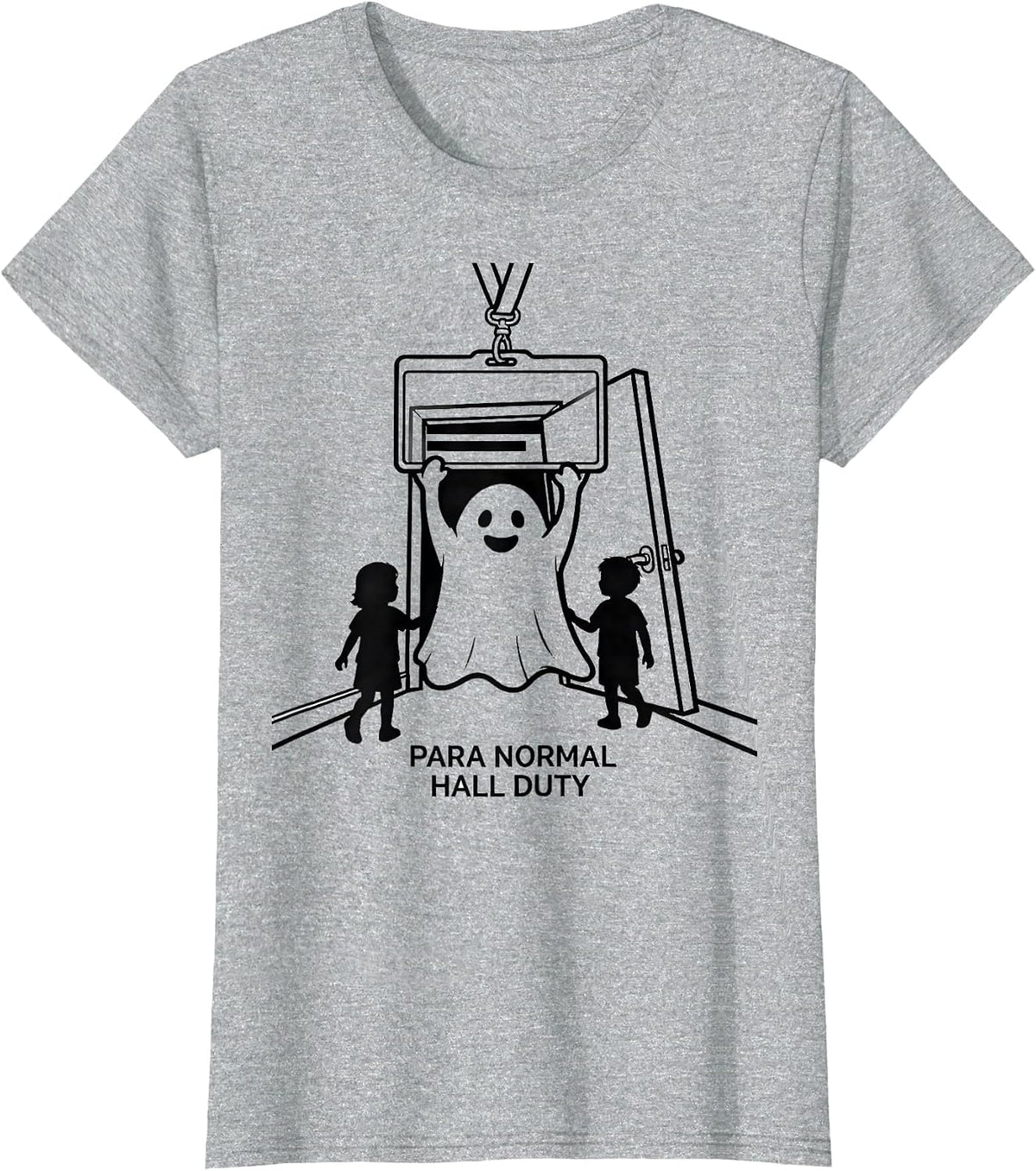 Para Normal Hall Duty Funny Paraprofessional Halloween Ghost T-Shirt - Heather Grey