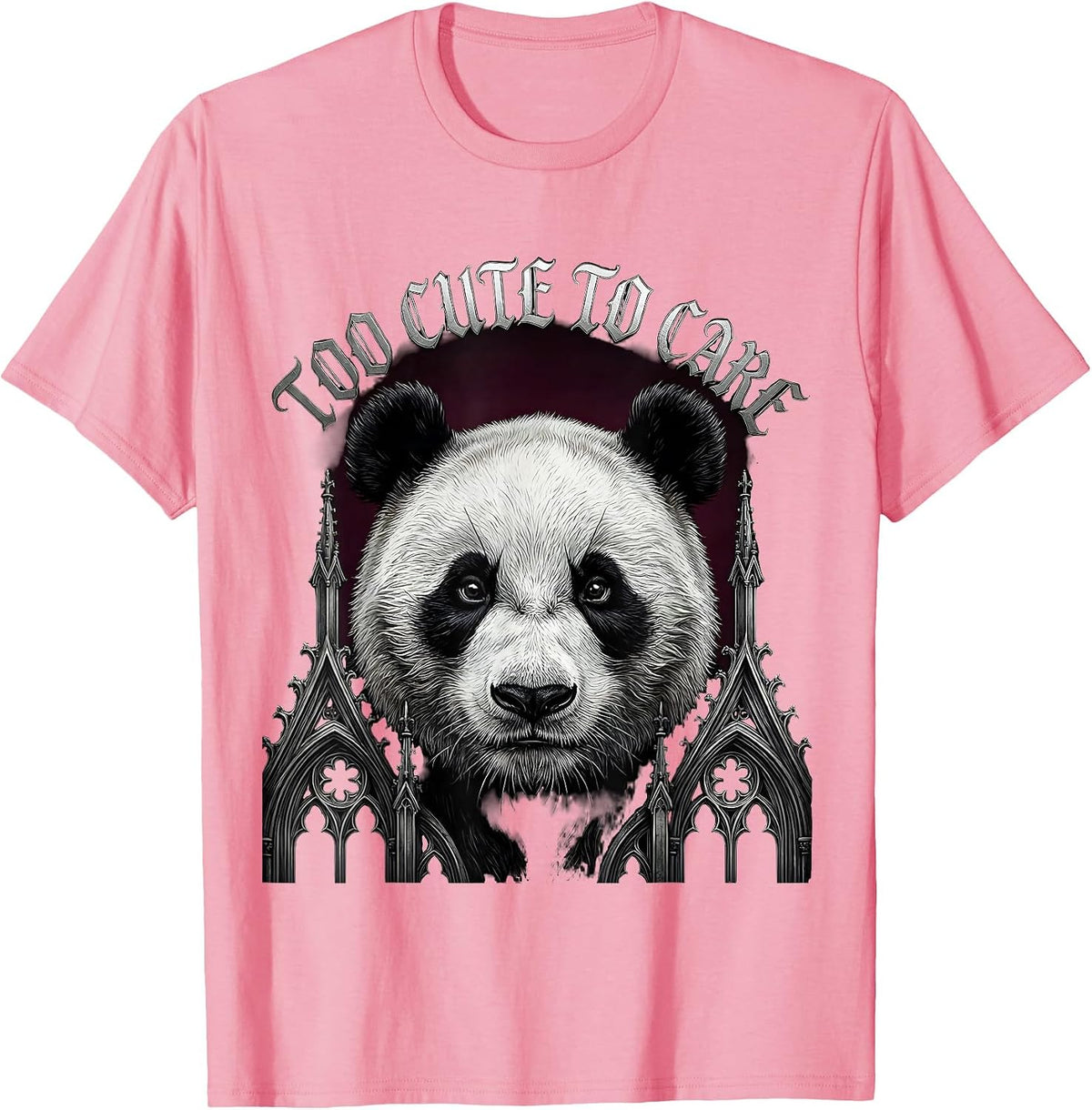 Men's Too Cute To Care Adorable Panda Design T-Shirt - Pink