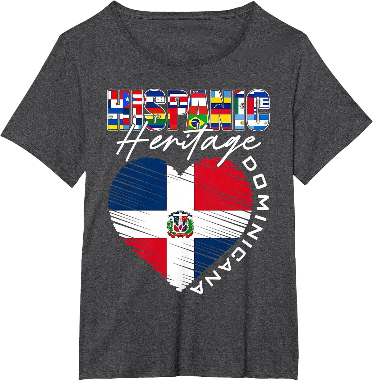 Dominicana Hispanic Heritage Month Dominican Republic Flag T-Shirt - Dark Heather Grey
