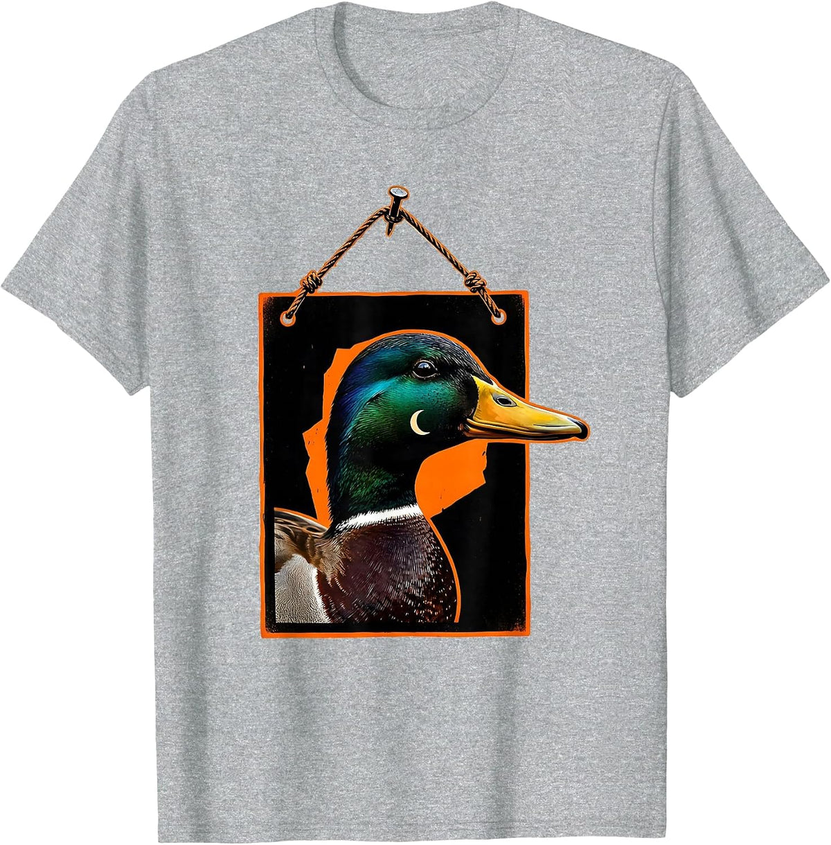 Men's Duck Hunting Sign Stencil Graphic Hunter Humor T-Shirt - Heather Grey