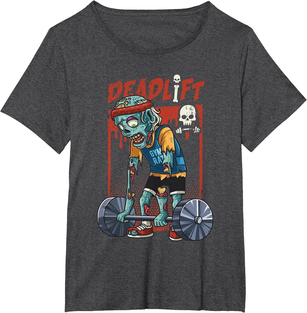 Zombie Deadlift Weight Lifting Halloween Fitness Gym Workout T-Shirt - Dark Heather Grey