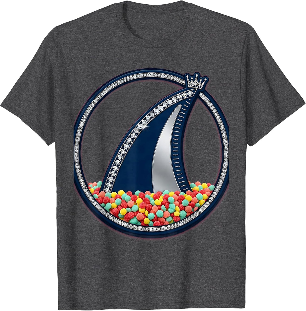 Men's Birthday Boy Shark Fin Sprinkles Graphic T-Shirt - Dark Heather Grey