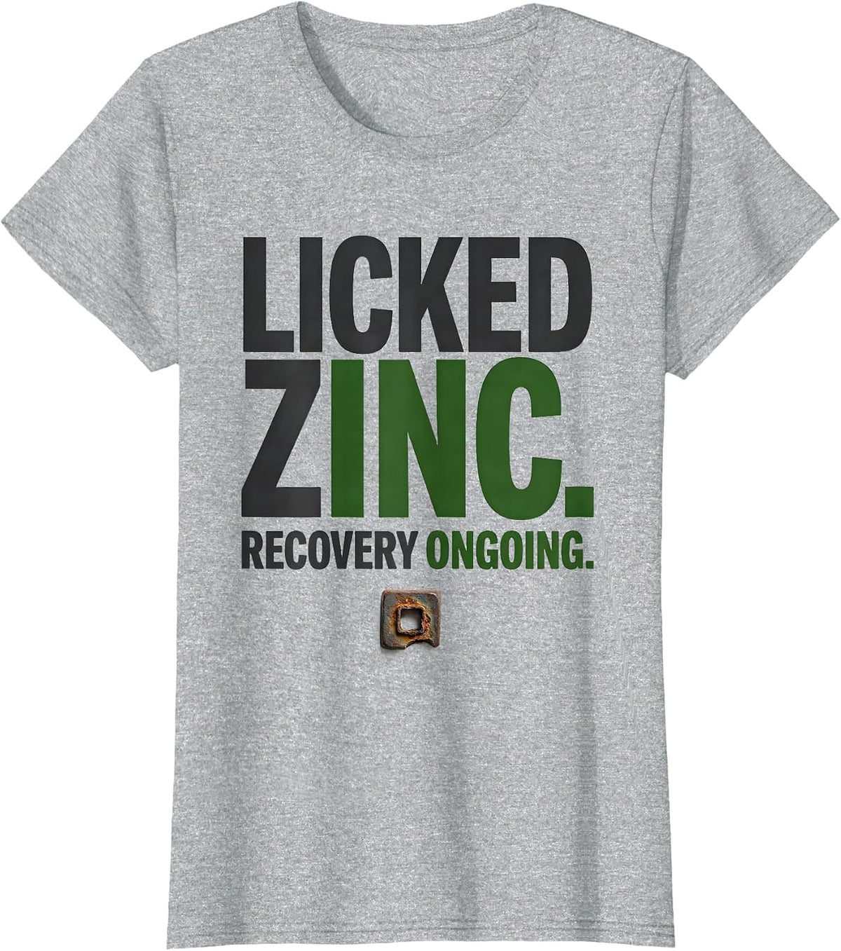Women's Licked Zinc Recovery Ongoing Funny Periodic Table Chemistry T-Shirt - Heather Grey
