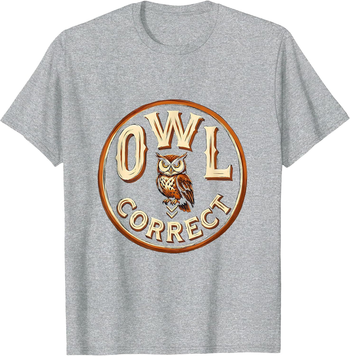 Men's Owl Badge Sign Painter Teacher Humor Book Lover T-Shirt - Heather Grey