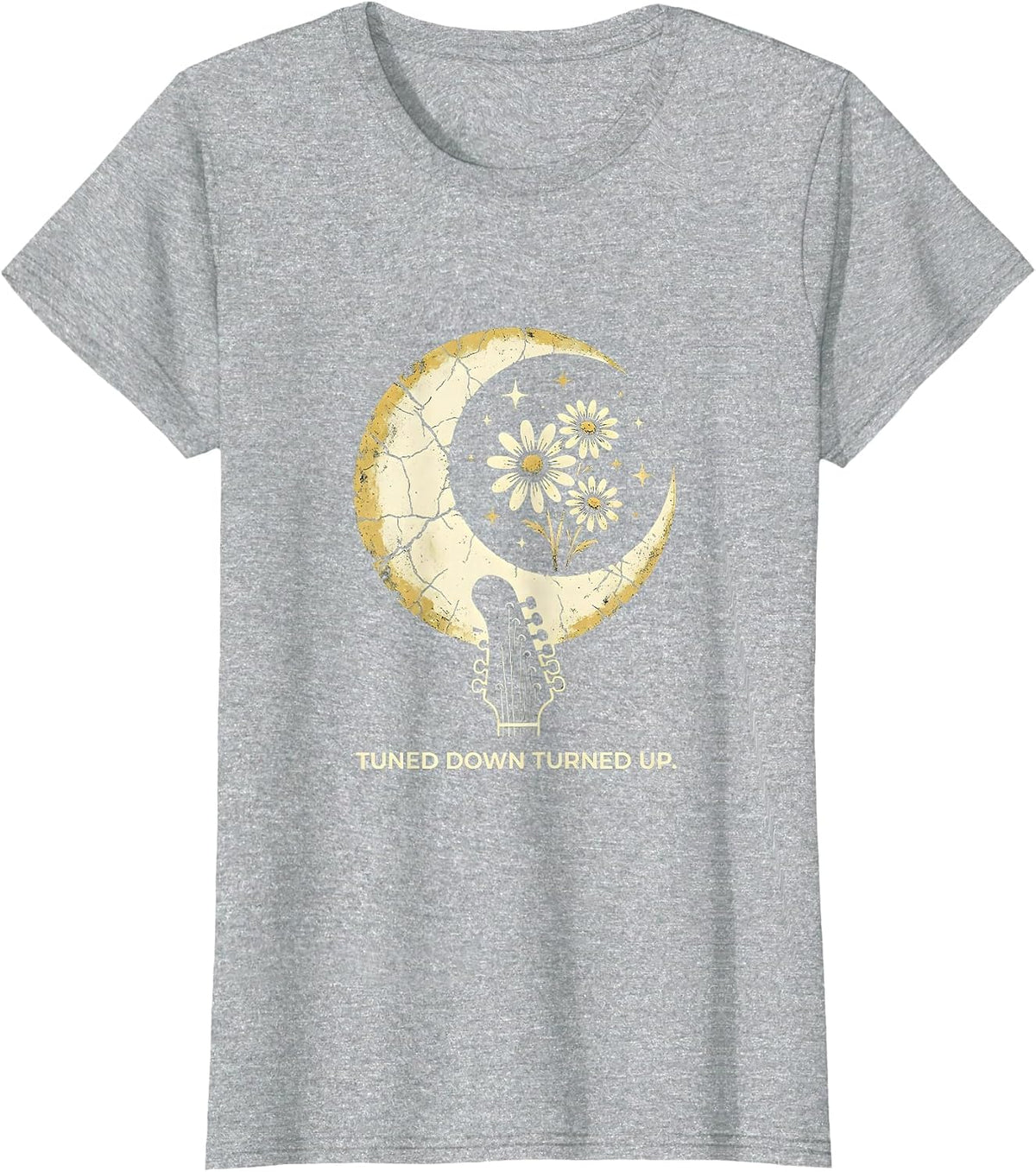 Tuned Down Turned Up Metal Band Graphic Design T-Shirt - Heather Grey