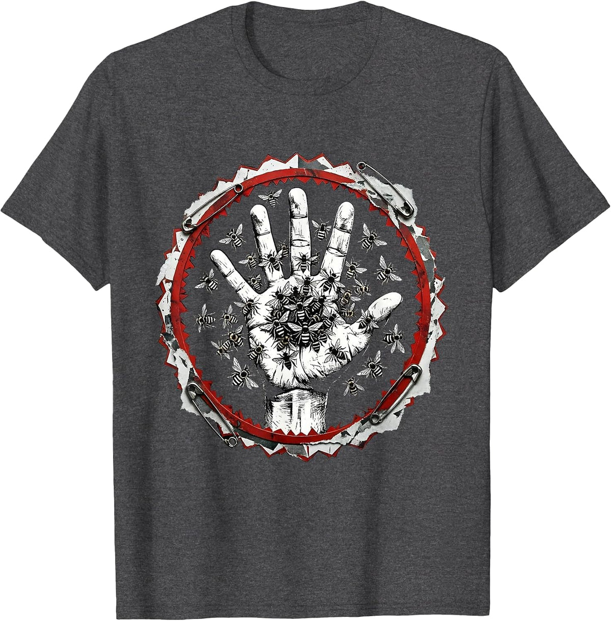 Punk Beekeeper Hand Releasing Swarm Graphic T-Shirt - Dark Heather Grey