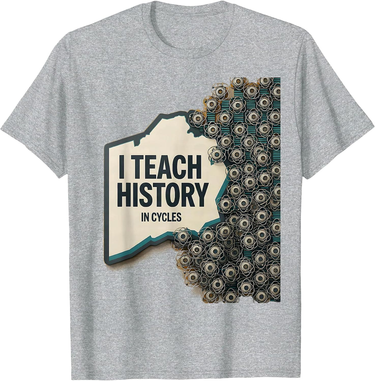 Men's I Teach History In Cycles Funny History Teacher Midcentury T-Shirt - Heather Grey