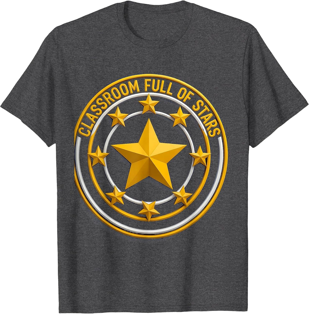 4th Grade Teacher Classroom Full of Stars Design T-Shirt - Dark Heather Grey