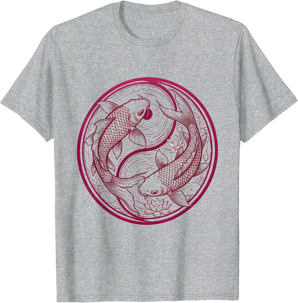 Men's Koi Fish Pink Water Breast Cancer Awareness T-Shirt - Heather Grey