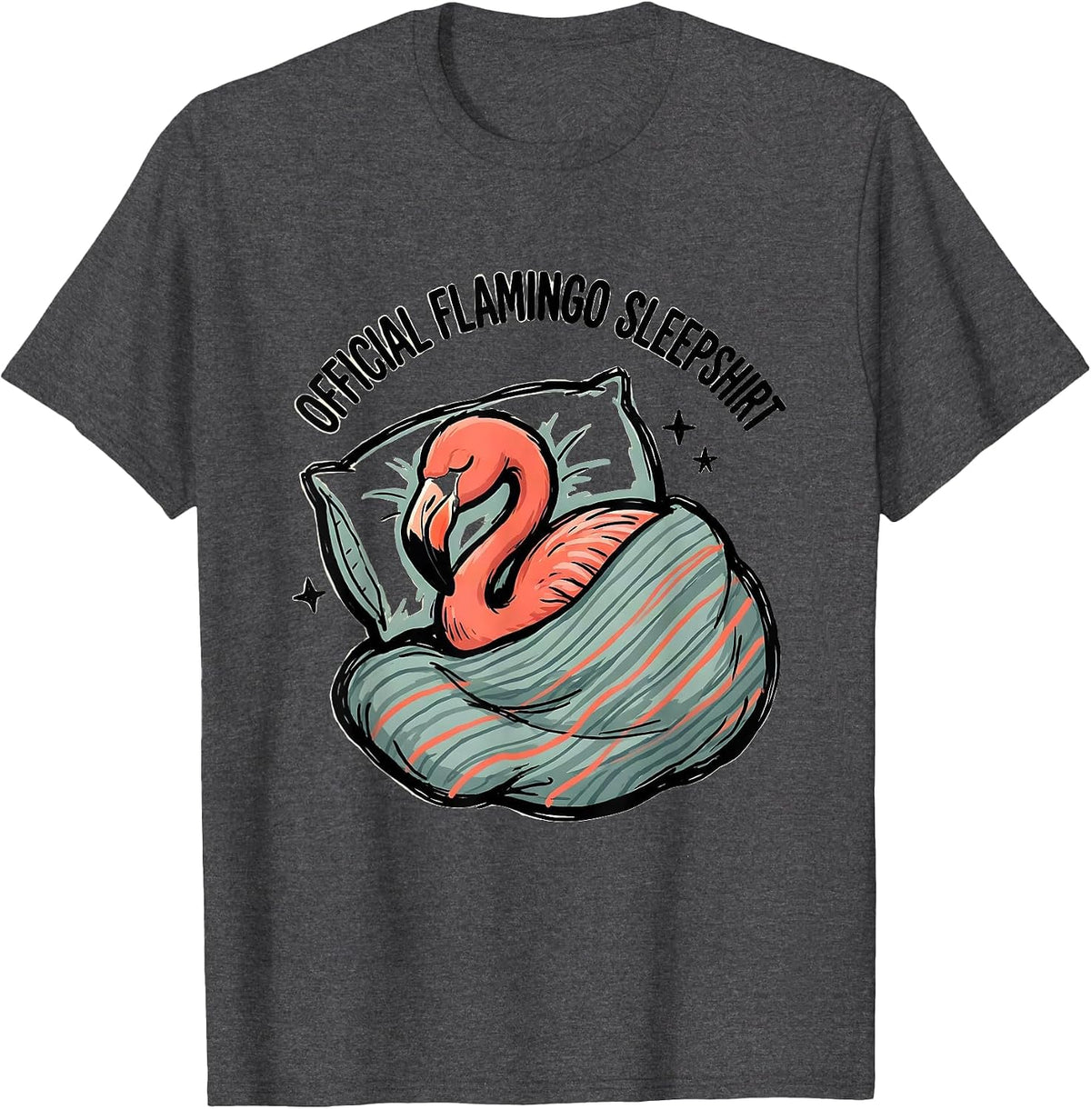 Men's Official Flamingo Sleepshirt Cute Animal Lover Lounge T-Shirt - Dark Heather Grey