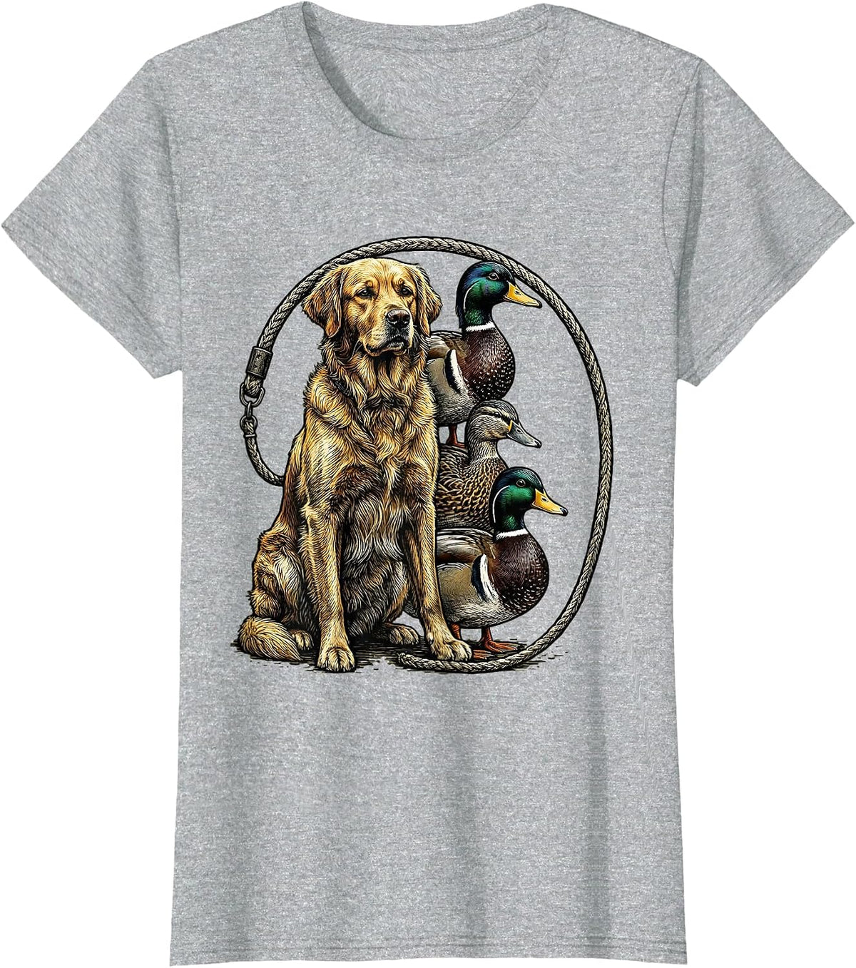 Women's Engraved Retriever Mallard Decoy Hunter Humor Gift T-Shirt - Heather Grey