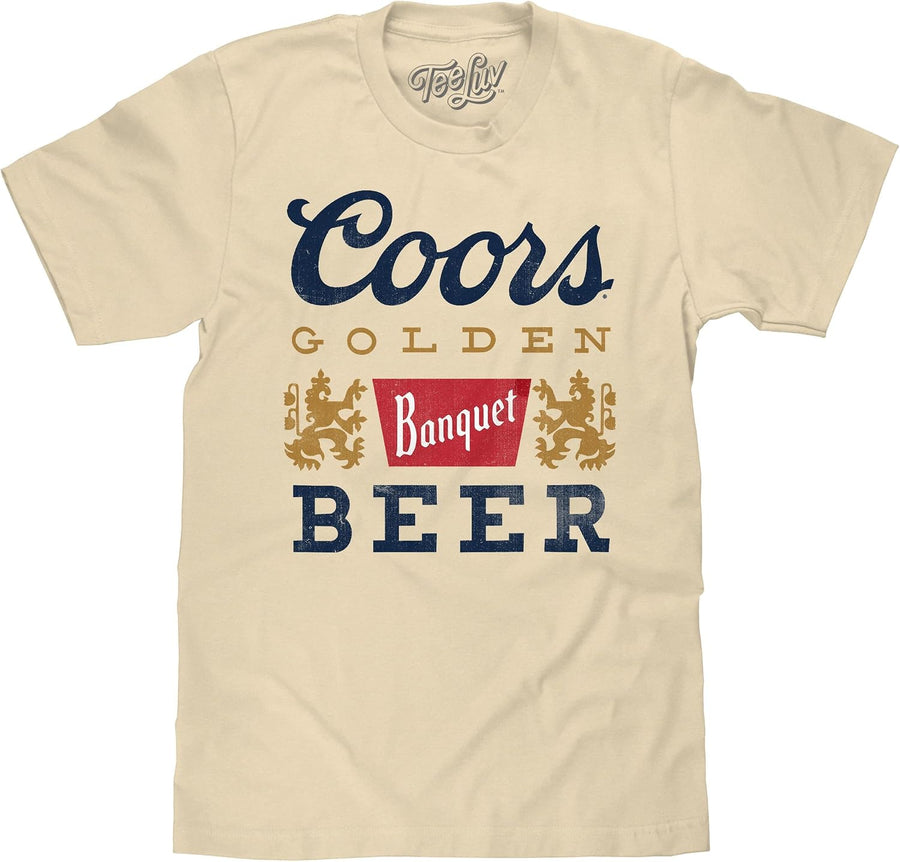 Tee Luv Men's Retro Coors Banquet Beer Shirt - Cream