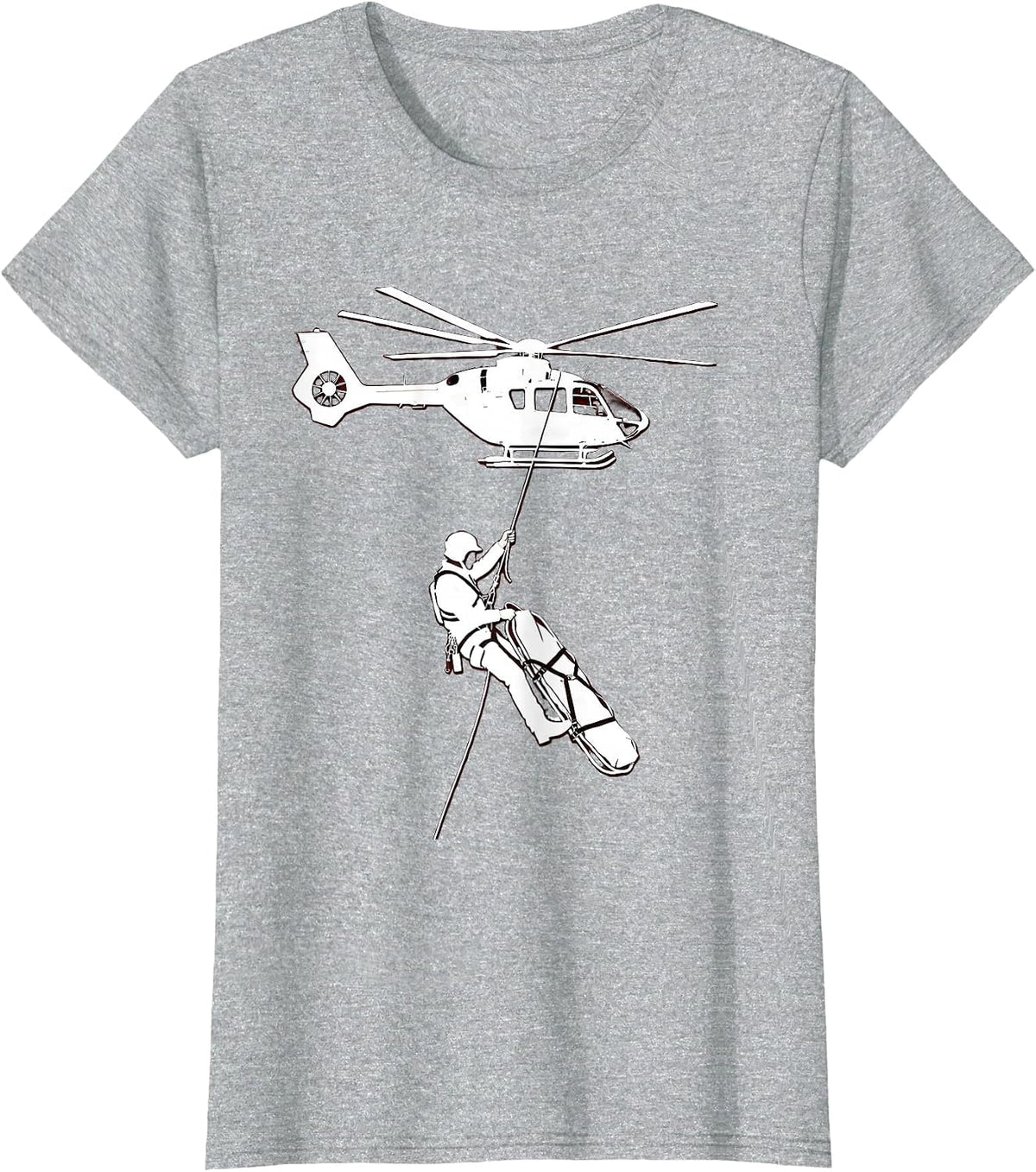 Paramedic Helicopter Rappel Emergency Rescue Graphic T-Shirt - Heather Grey
