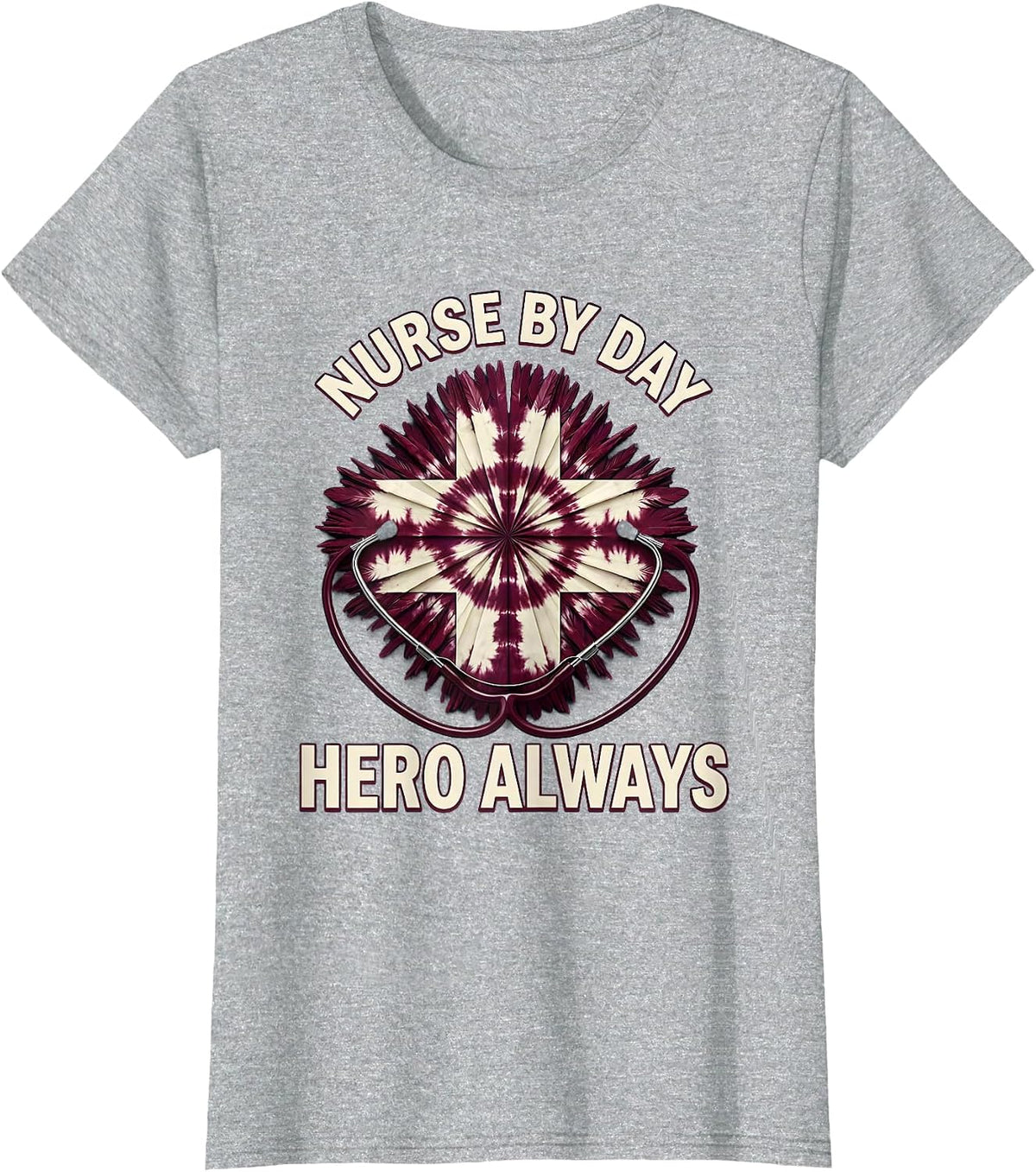 Women's Nurse By Day Hero Always Boo Boo Crew Design T-Shirt - Heather Grey