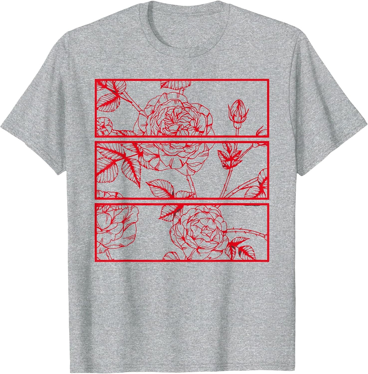 Red Roses Aesthetic Clothing Soft Grunge Soft Goth T-Shirt - Heather Grey