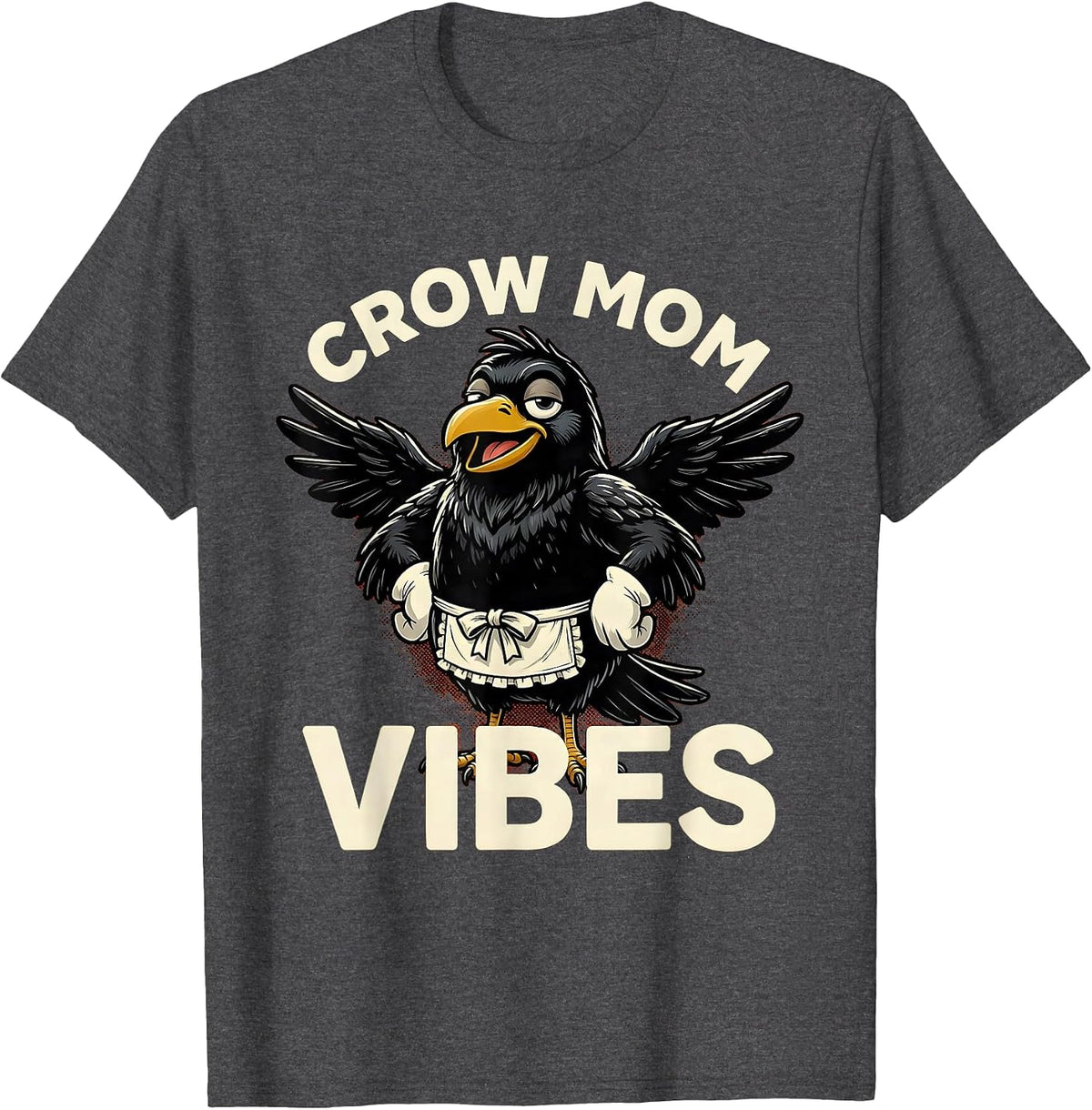 Crow Mom Vibes Dark Bird Lover Design T-Shirt - Dark Heather Grey