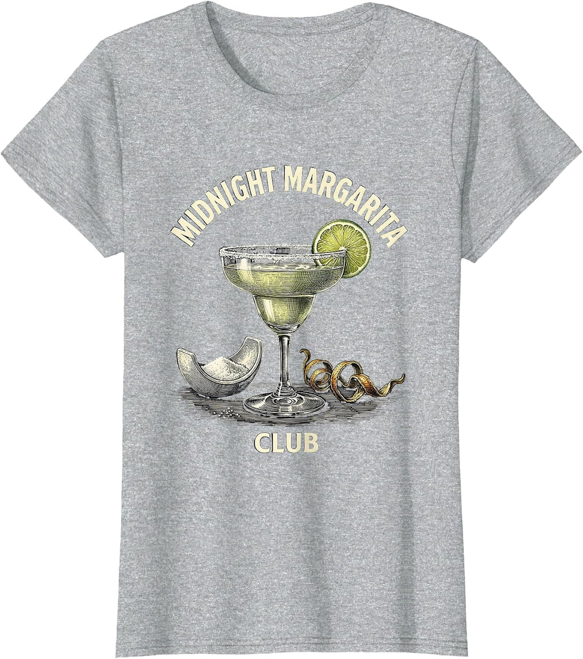 Women's Midnight Margarita Club Witchy Halloween Cocktail T-Shirt - Heather Grey