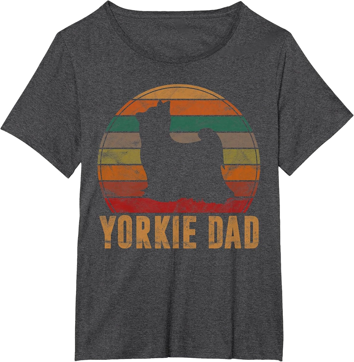 Retro Yorkshire Terrier Dad Dog Owner Pet Yorkie Father T-Shirt - Dark Heather Grey