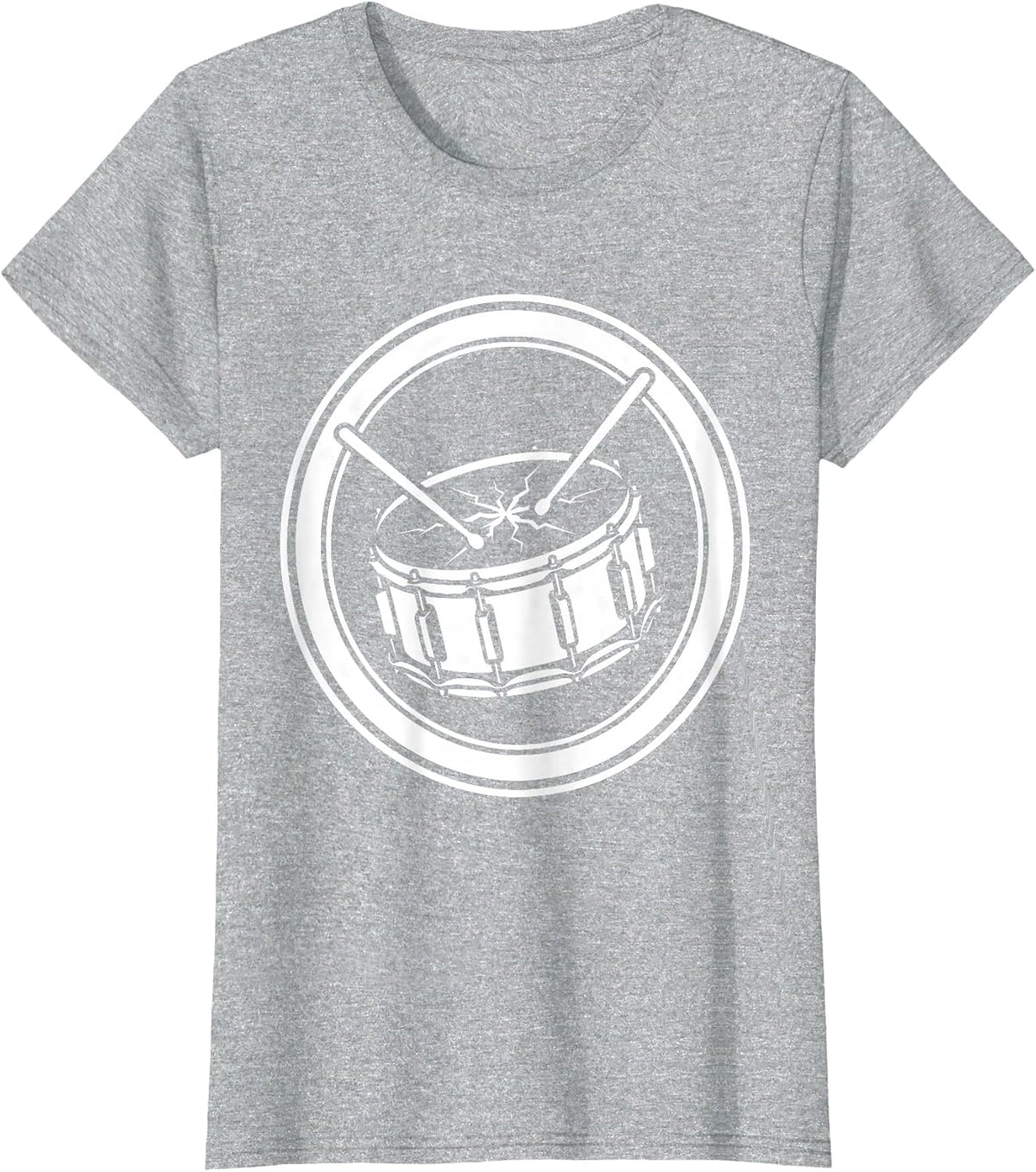 Crossed Drumsticks Cracked Snare Drum Rock Graphic T-Shirt - Heather Grey