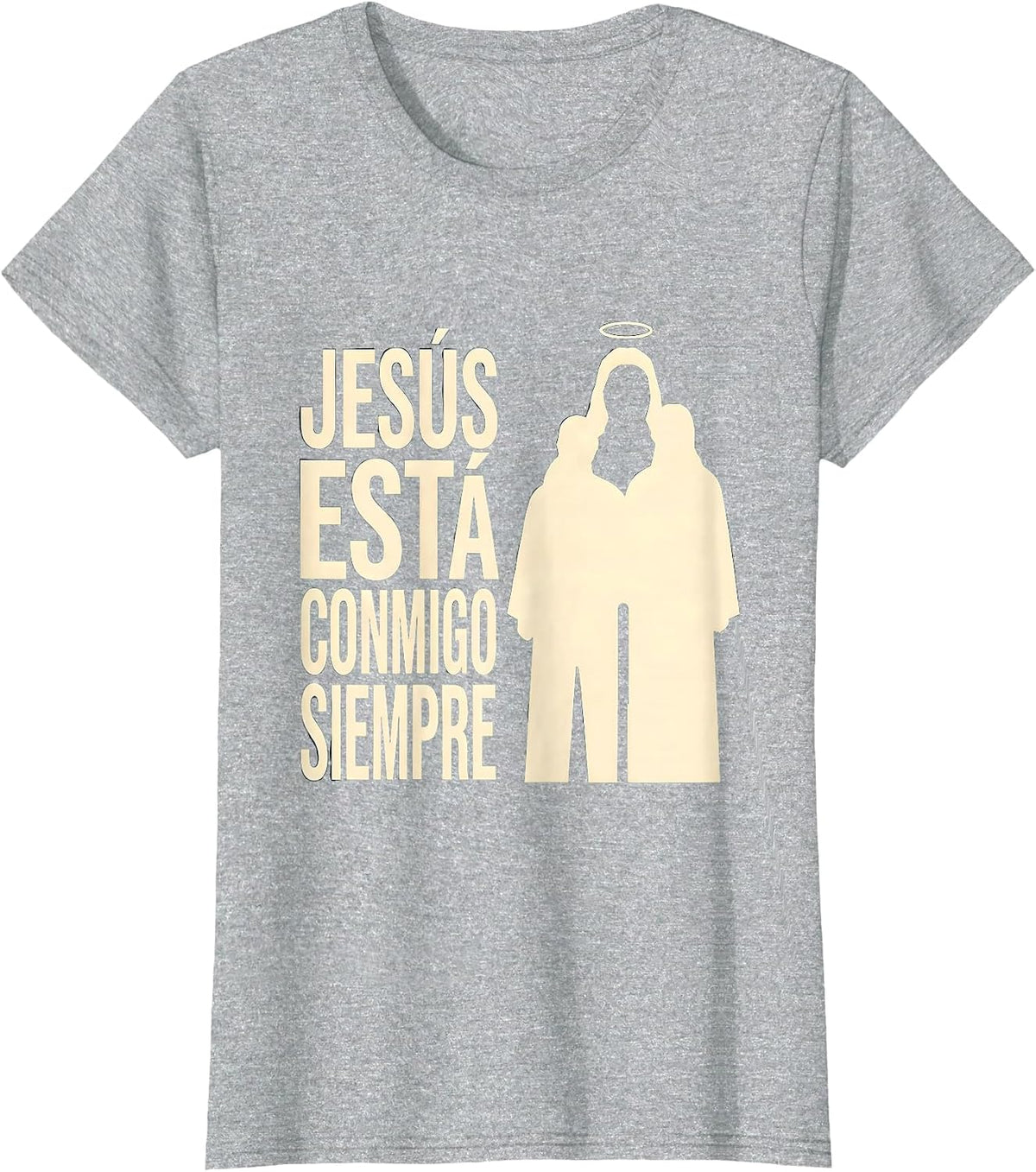 Jesús Está Conmigo Siempre Devotional Catholic Faith Spanish T-Shirt - Heather Grey