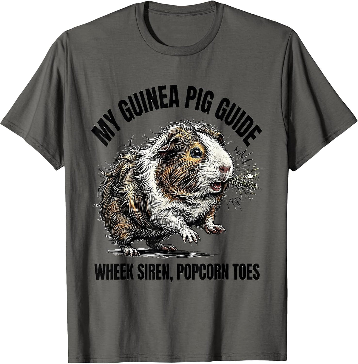 Men's My Guinea Pig Guide: Wheek Siren, Popcorn Toes Funny T-Shirt - Asphalt Grey