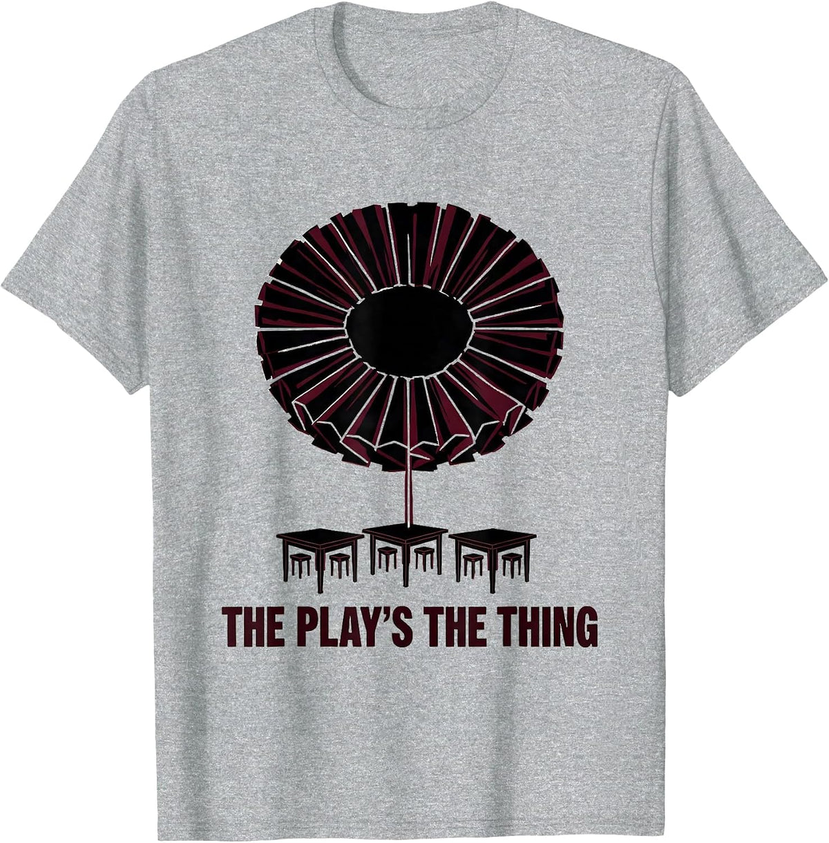 Men's The Play's The Thing Vintage Shakespeare Quote Literature T-Shirt - Heather Grey