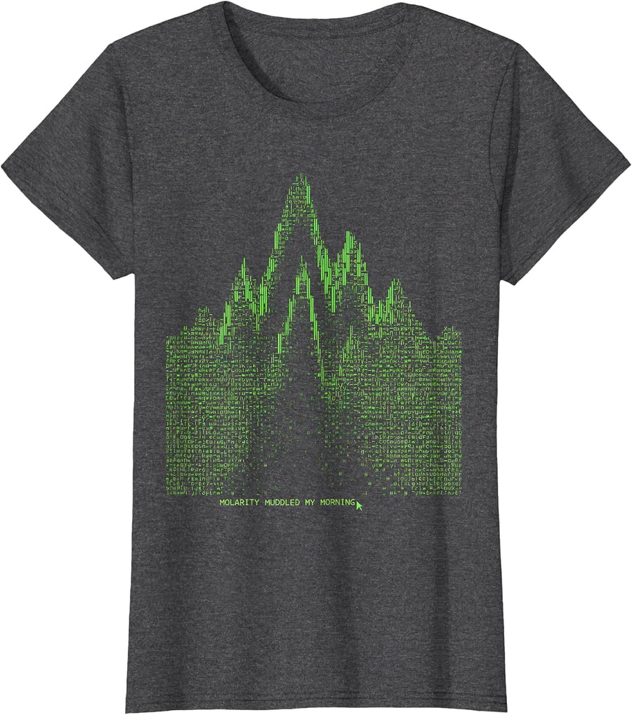 Women's Molarity Muddled My Morning Funny Chemistry Science Pun Gift T-Shirt - Dark Heather Grey