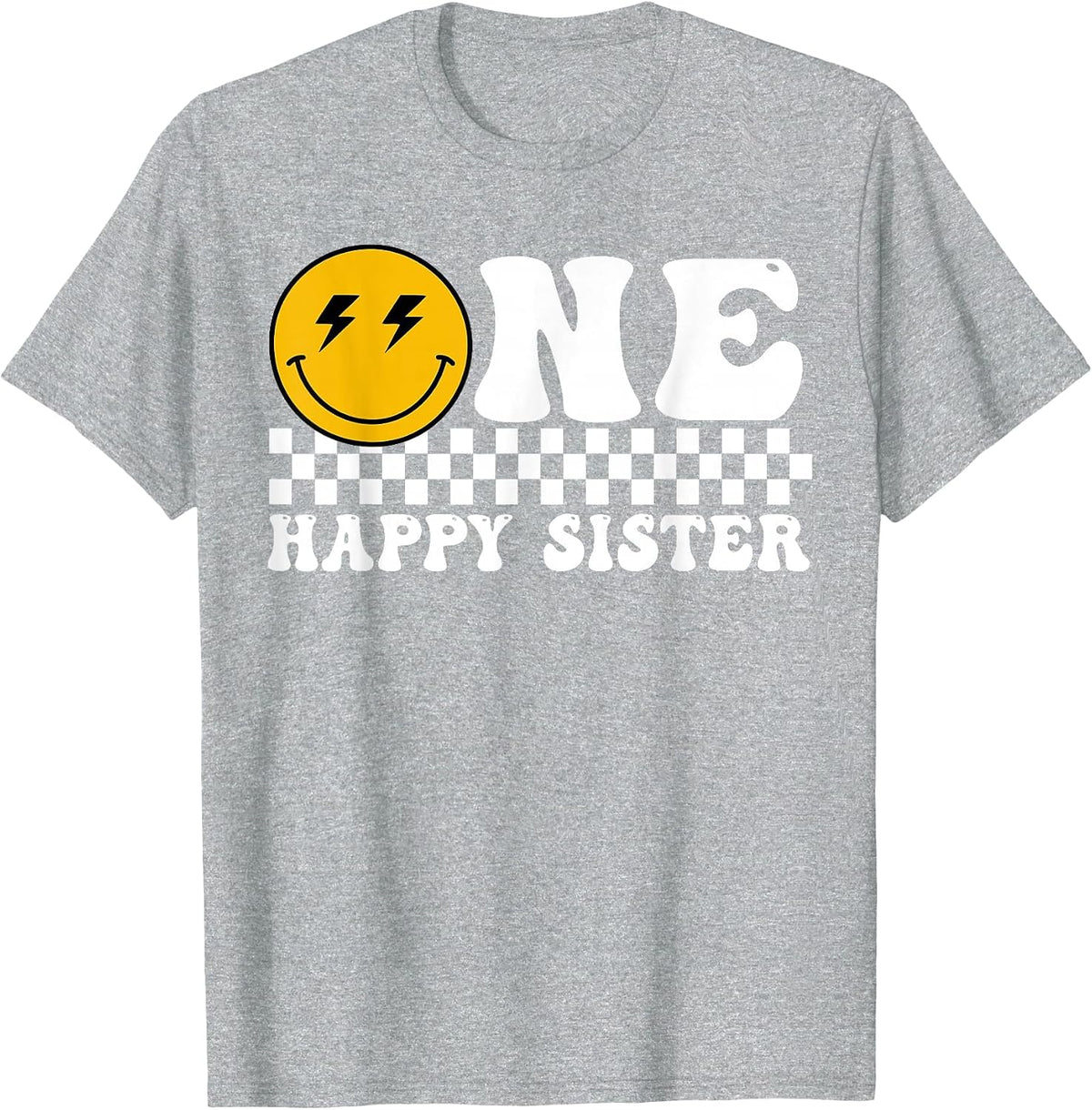Happy Sister 1st Birthday Family Matching Theme T-Shirt - Heather Grey